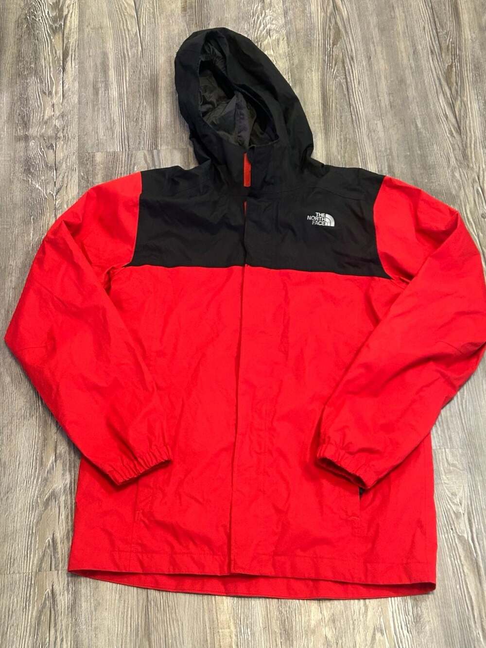 North Face Boys' DryVent Waterproof Hooded Jacket Red/Black (Size L/G 14/16)